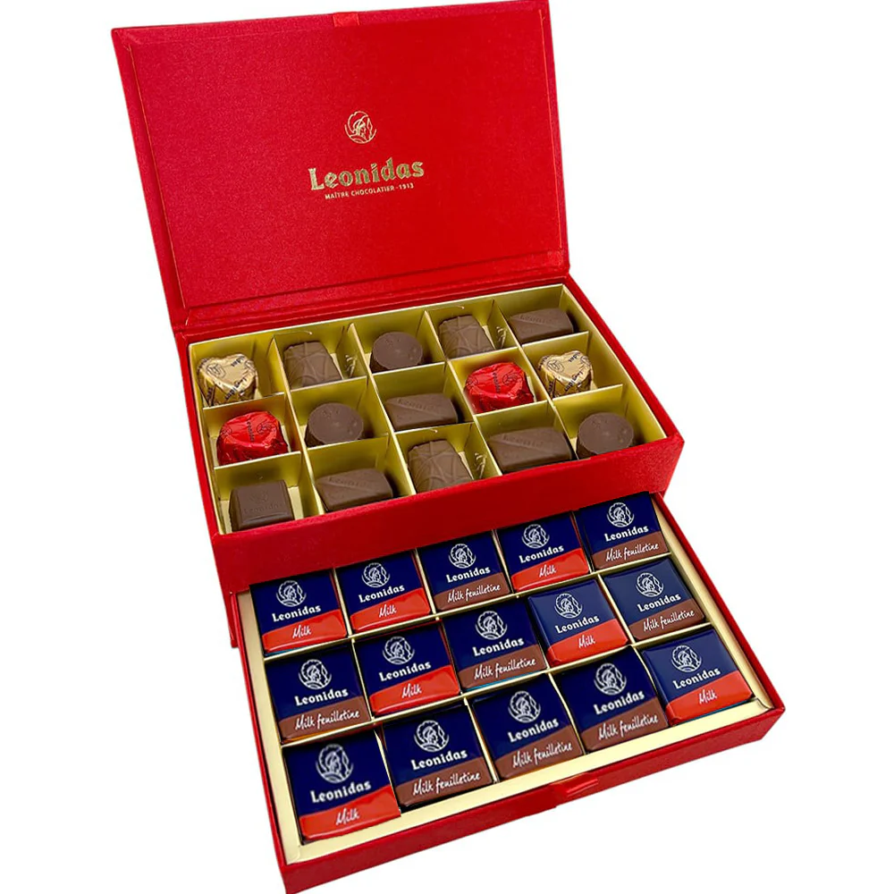Red 2 layer Jewellery Box filled with milk chocolates