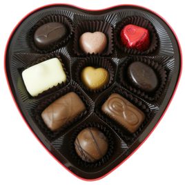 9 Red heart tin with chocolates inside