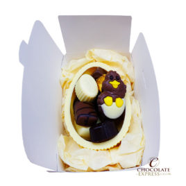Leonidas White Egg Shell, 8 Assorted Chocolates & Easter Figure