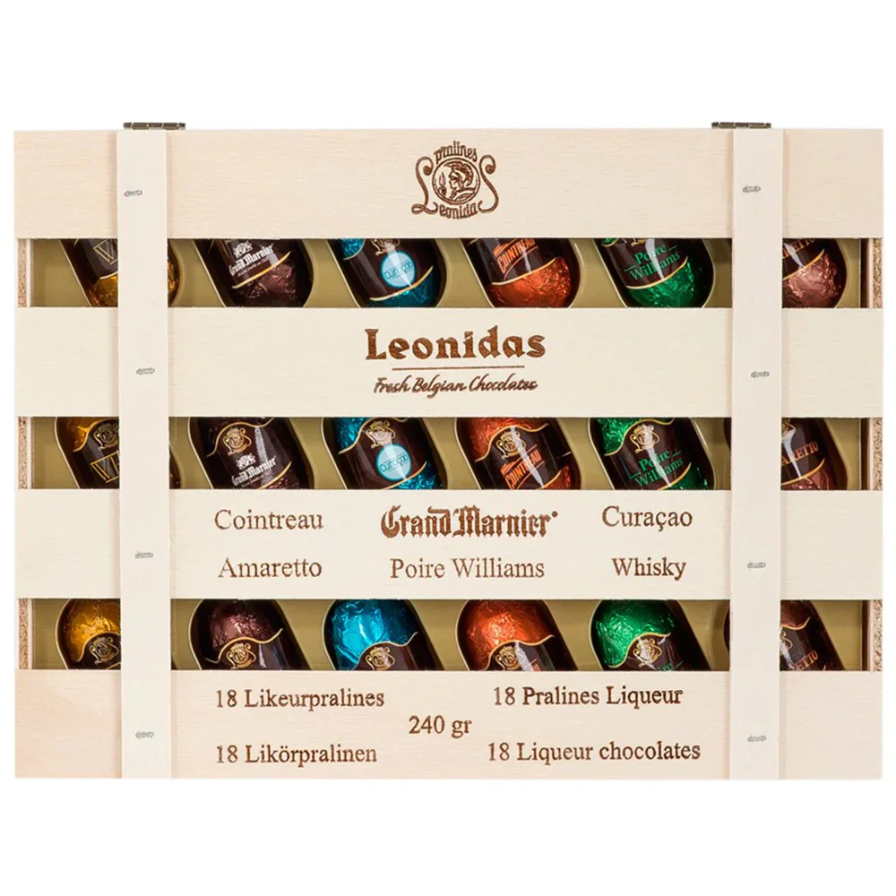18 Leonidas Dark Chocolate Liqueurs – Luxury Wooden Crate Gift Box - Image 3