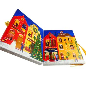blue leonidas advent calendar that folds shut like a book