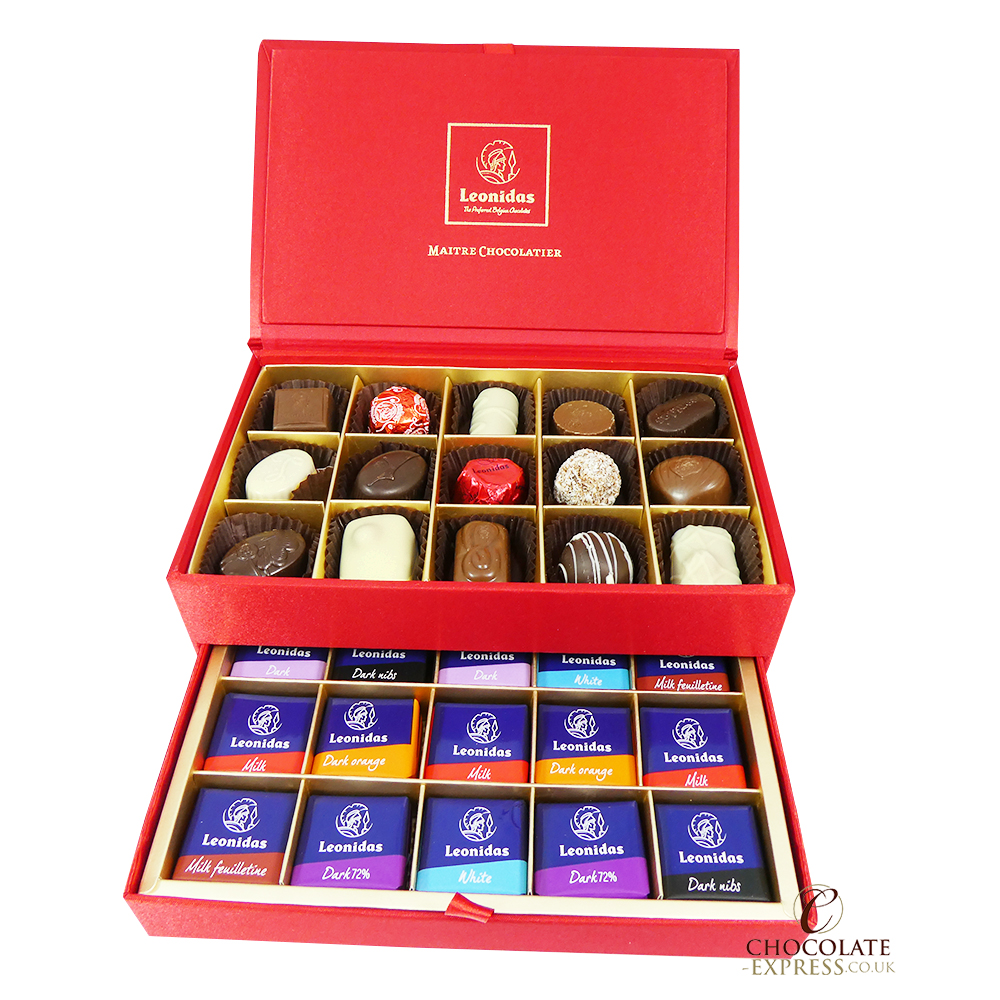 Leonidas Red Silk Jewellery Style 60 Assorted Belgian Chocolates