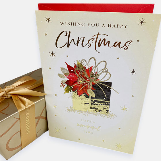 Christmas Card with gold present