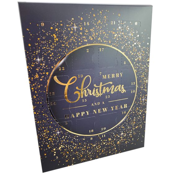 Navy Advent calendar with gold glitter