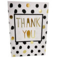 Thank you card with black and gold spots