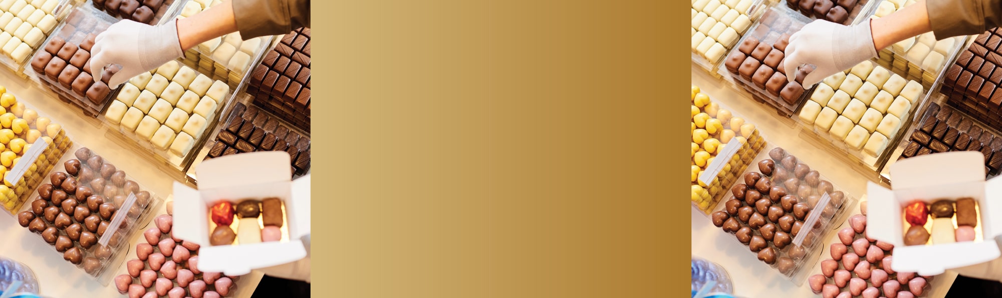 Hand picking chocolates