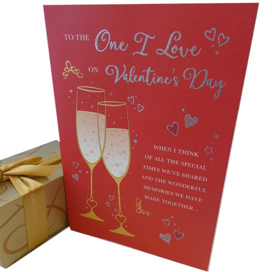 Valentine's Card Red with champagne glasses2022