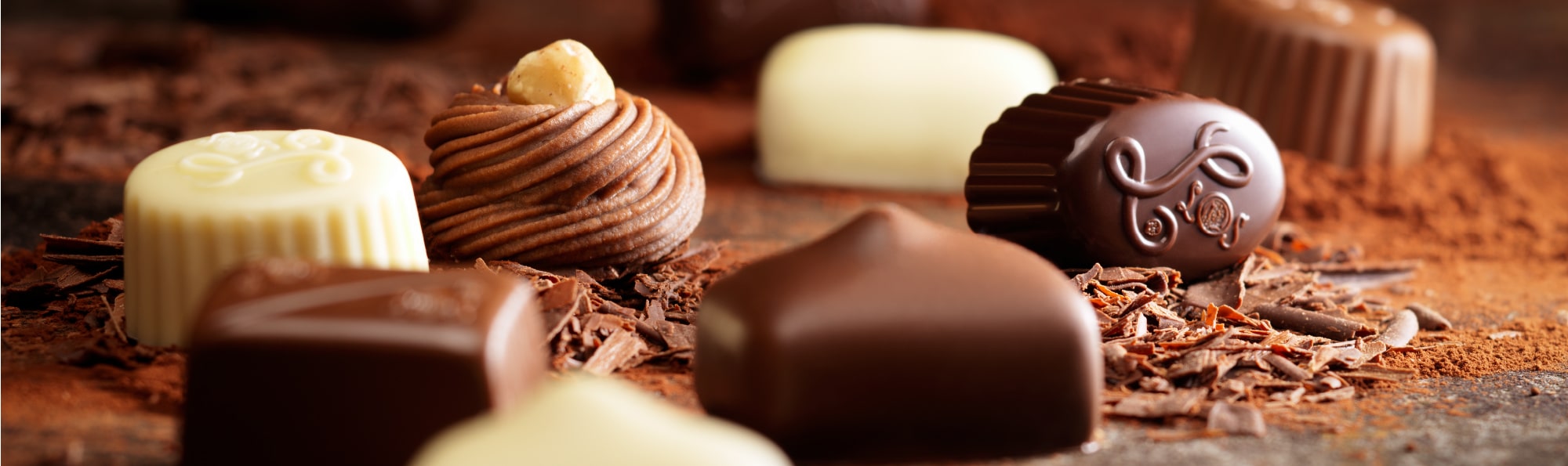 Milk, white and dark chocolates