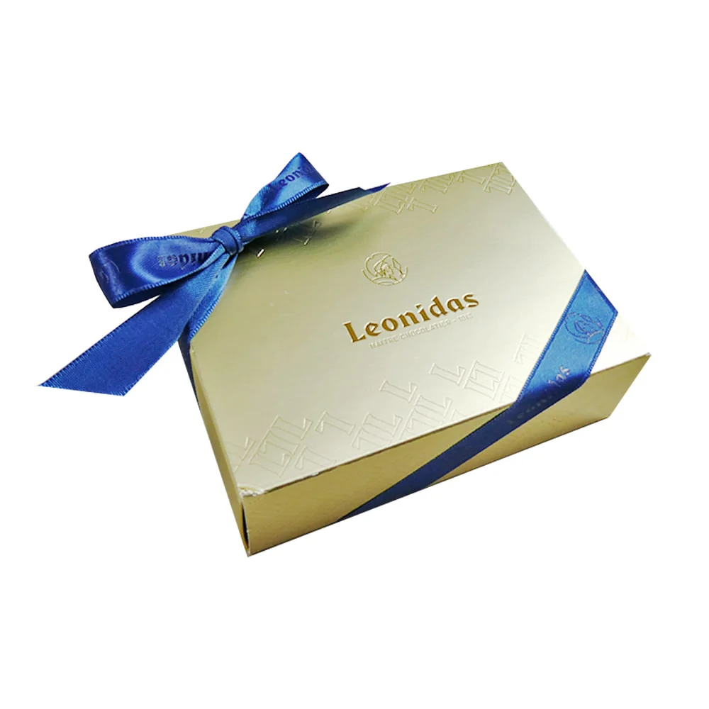 Luxury Leonidas Gianduja Bar Collection Gift Box – 24 Milk Pralines in Embossed Golden Box - Image 2