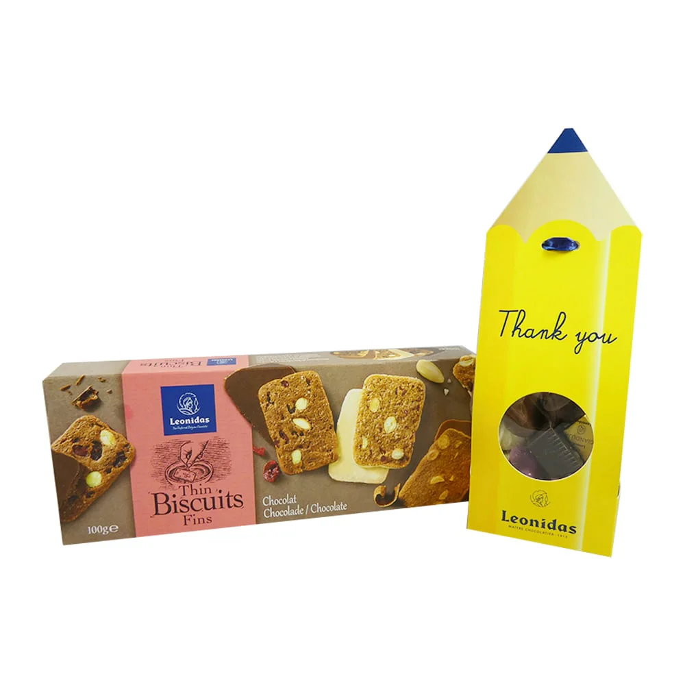 Leonidas Thin Biscuits & 14 Assorted Chocolates in Gift Pencil Case Bag