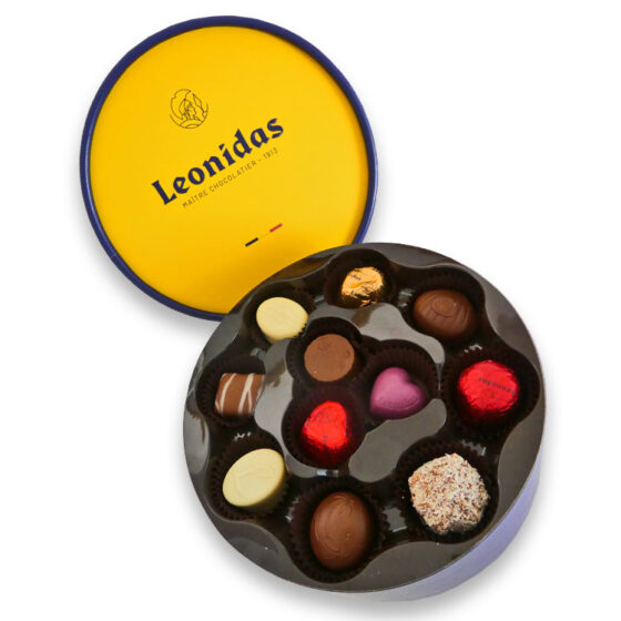 22 Assorted Leonidas Chocolates, Blue & Yellow Gift Box - Image 3