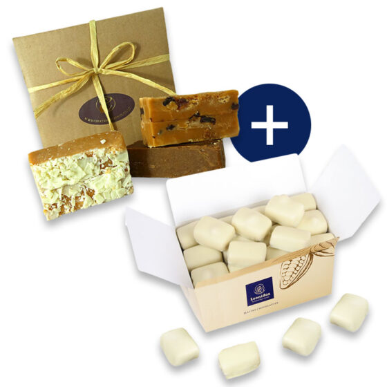 18 Leonidas Manon Blanc & Cafe White WITH 10 Assorted Fudge Fingers