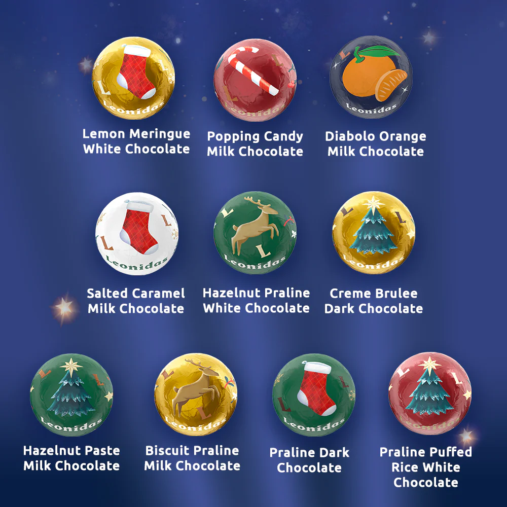 15 Praline Christmas Balls AND 10 Assorted Leonidas Chocolates, Festive Gift to Share! - Image 4
