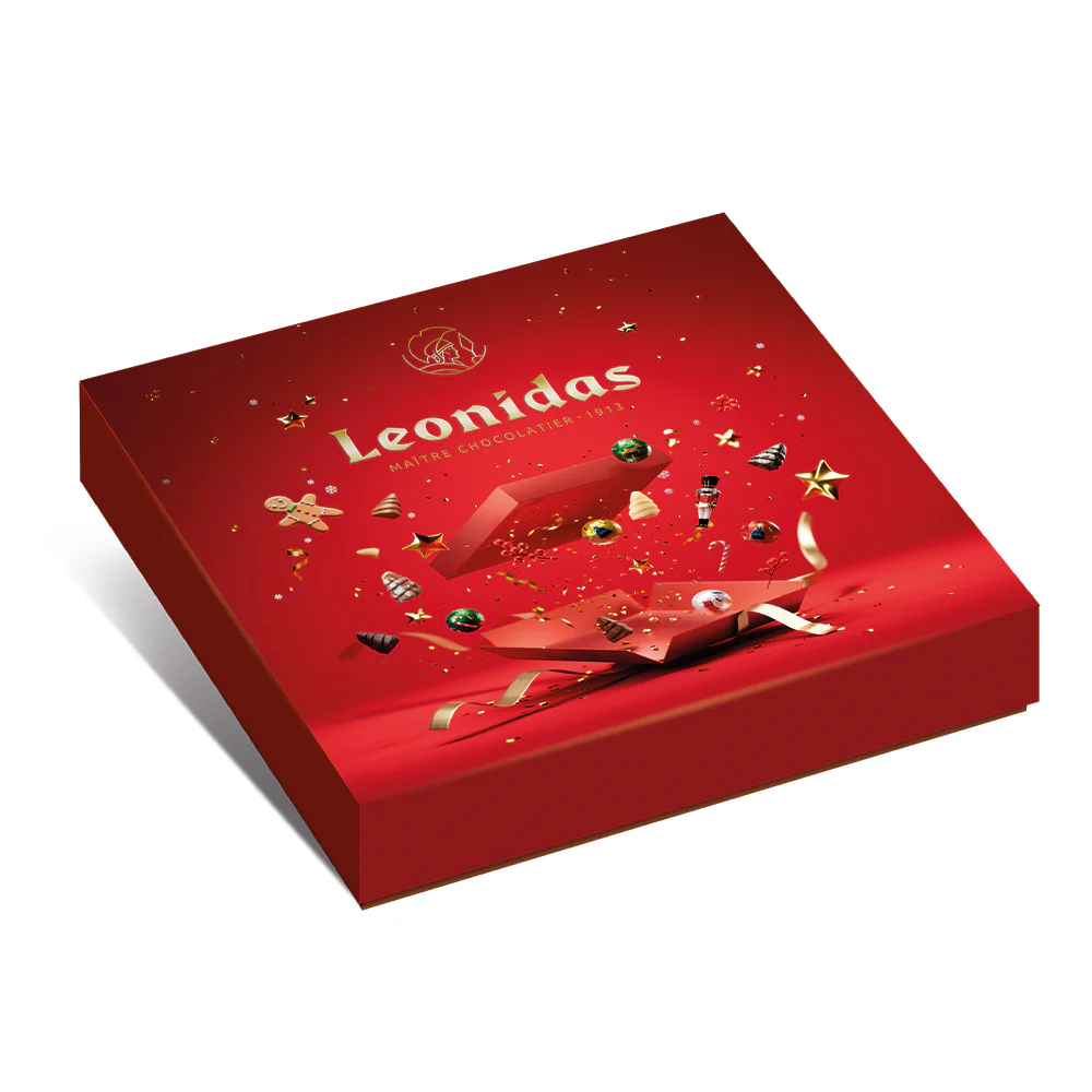 red leonidas chrismas gift box