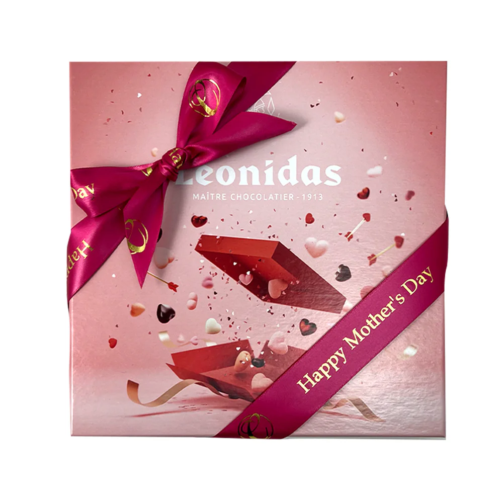 Square Pink Mothers Day Gift Box With Pink Mothers Day Ribbon