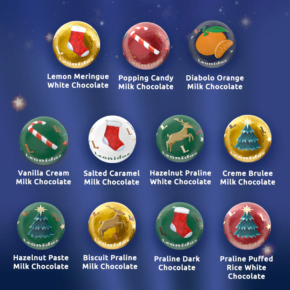 Leonidas Christmas Hamper, Figures, lollies, Praline Balls & Assorted Gift Box - Image 3