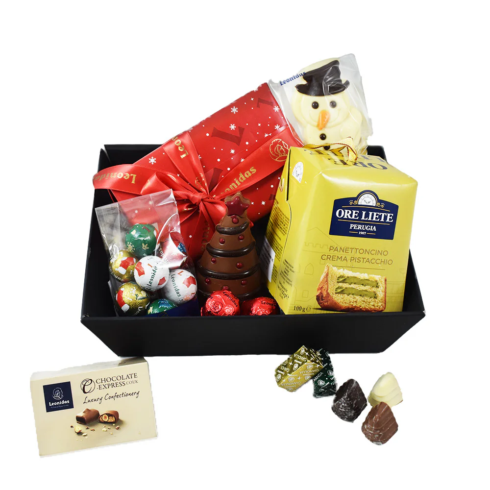 Leonidas Christmas Hamper, Figures, lollies, Praline Balls & Assorted Gift Box