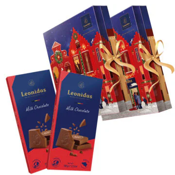 2 leonidas advent calendars and 2 bars of leonidas chocolate