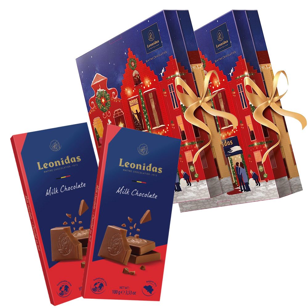 'Choose Your Own' Leonidas Set of 2 Luxury Advent's & 2 Large Bars