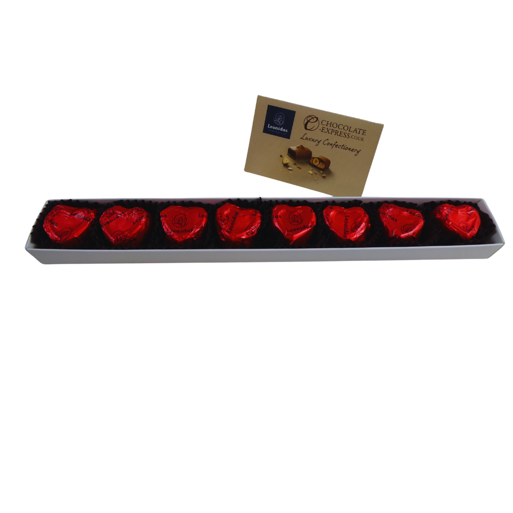 Tube of 8 chocolate hearts in a tube