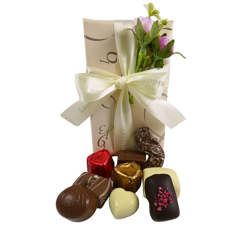Champagne Mothers Day Wrapped Box with decorative flower