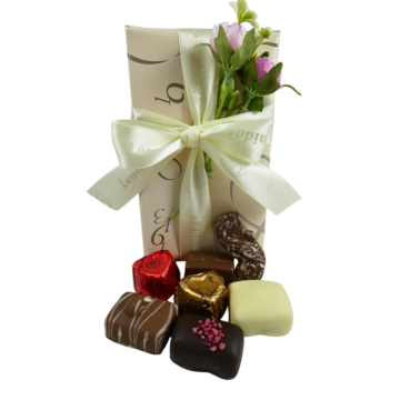 Champagne Mothers Day Wrapped Box with decorative flower