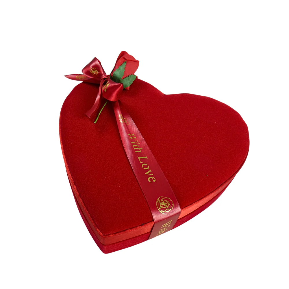 Red Fabric Heart with Ribbon And Decorative Red Rose