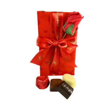 Red Valentines box of chocolates with Decorative artificial Red Rose
