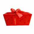A Red Valentines Wrapped Gift Box with Red Leonidas Ribbon