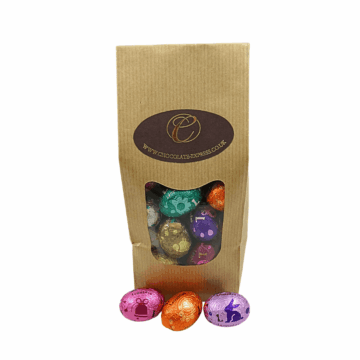 A brown bag of Leonidas mini eggs.