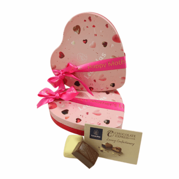 A picture of two Mother's Day pink hearts wrapped with our pink Mother's Day ribbon.