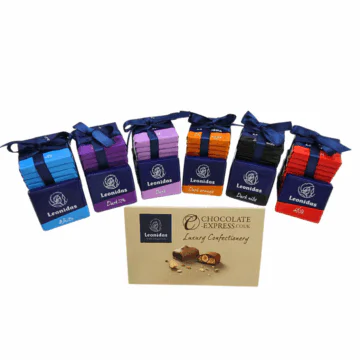 6 bundles of napolitan wrapped Leonidas chocolate squares