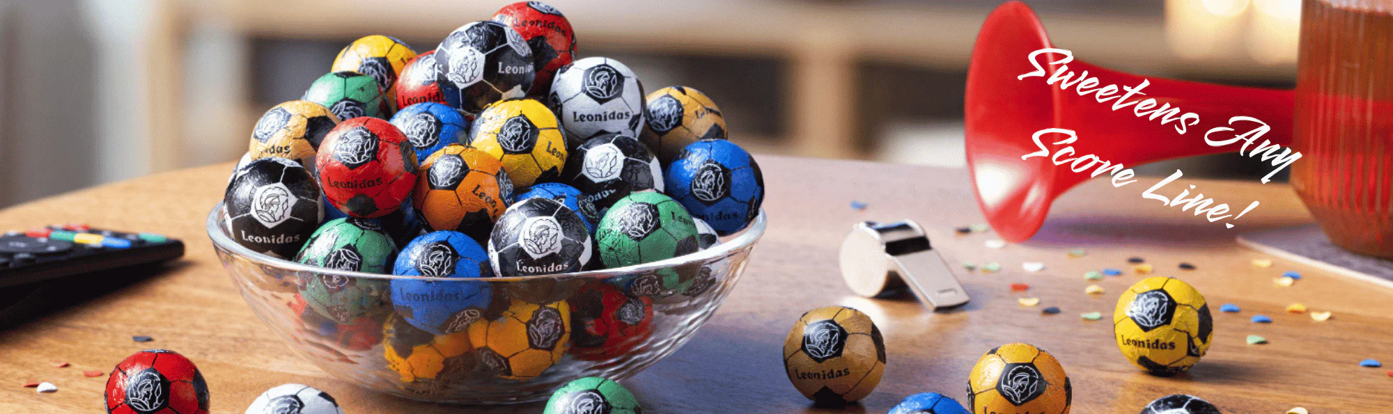 leonidas chocolate footballs in a bowl on a table