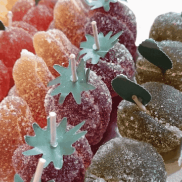 close up if sugar coated fruit jellies