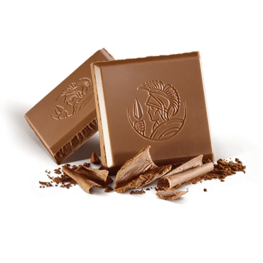 two pieces of milk chocolate