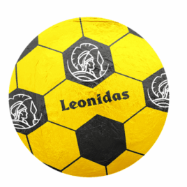 Yellow foil wrapped Football shaped Dark chocolate, sour cherry