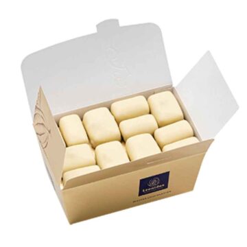 m/l open leonidas box of white manon chocolates