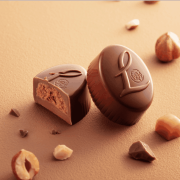 close up of milk louise leonidas praline