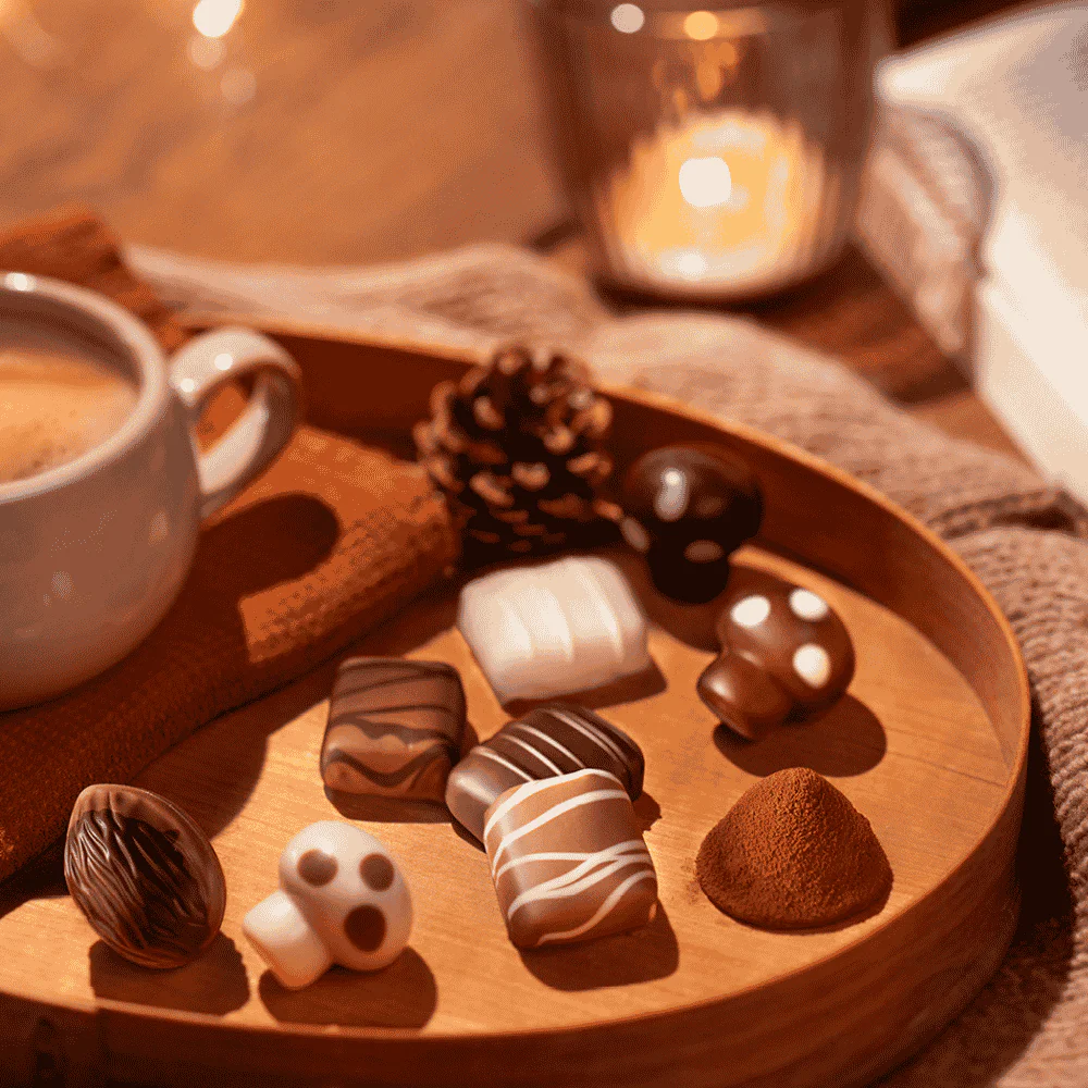 selection of leonidas autumn chocolates on a tray