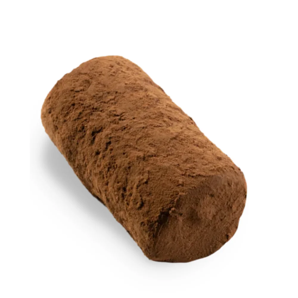 close up image of a leonidas classic chocolate powder truffle