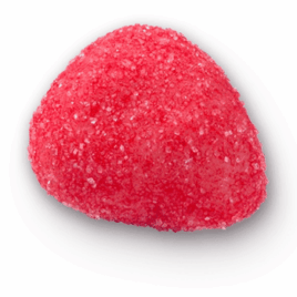 strawberry marzipan coated in sugar