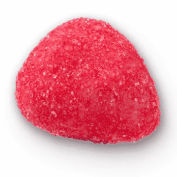 strawberry marzipan coated in sugar