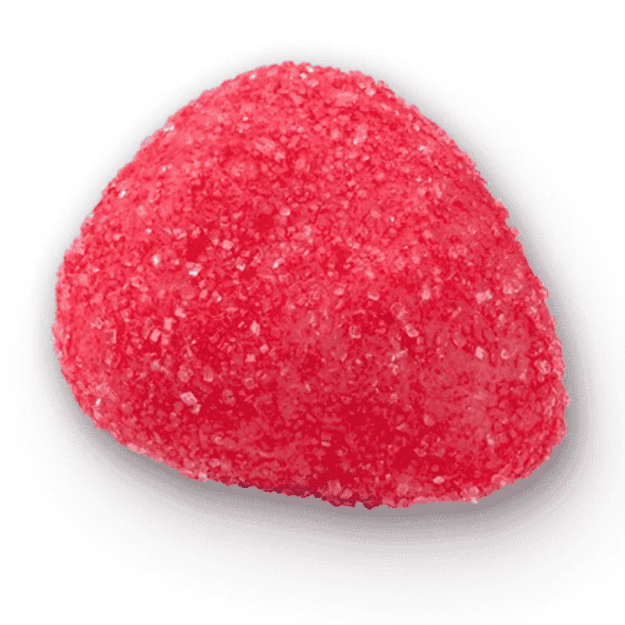 strawberry marzipan coated in sugar