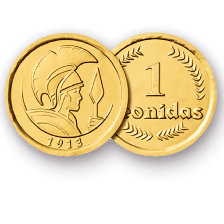 2 gold wrapped milk chocolate coins