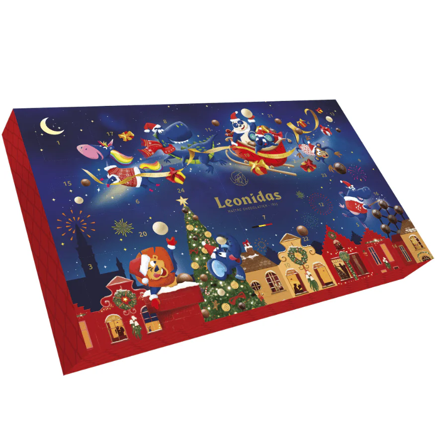 kids advent calendar in blue and red
